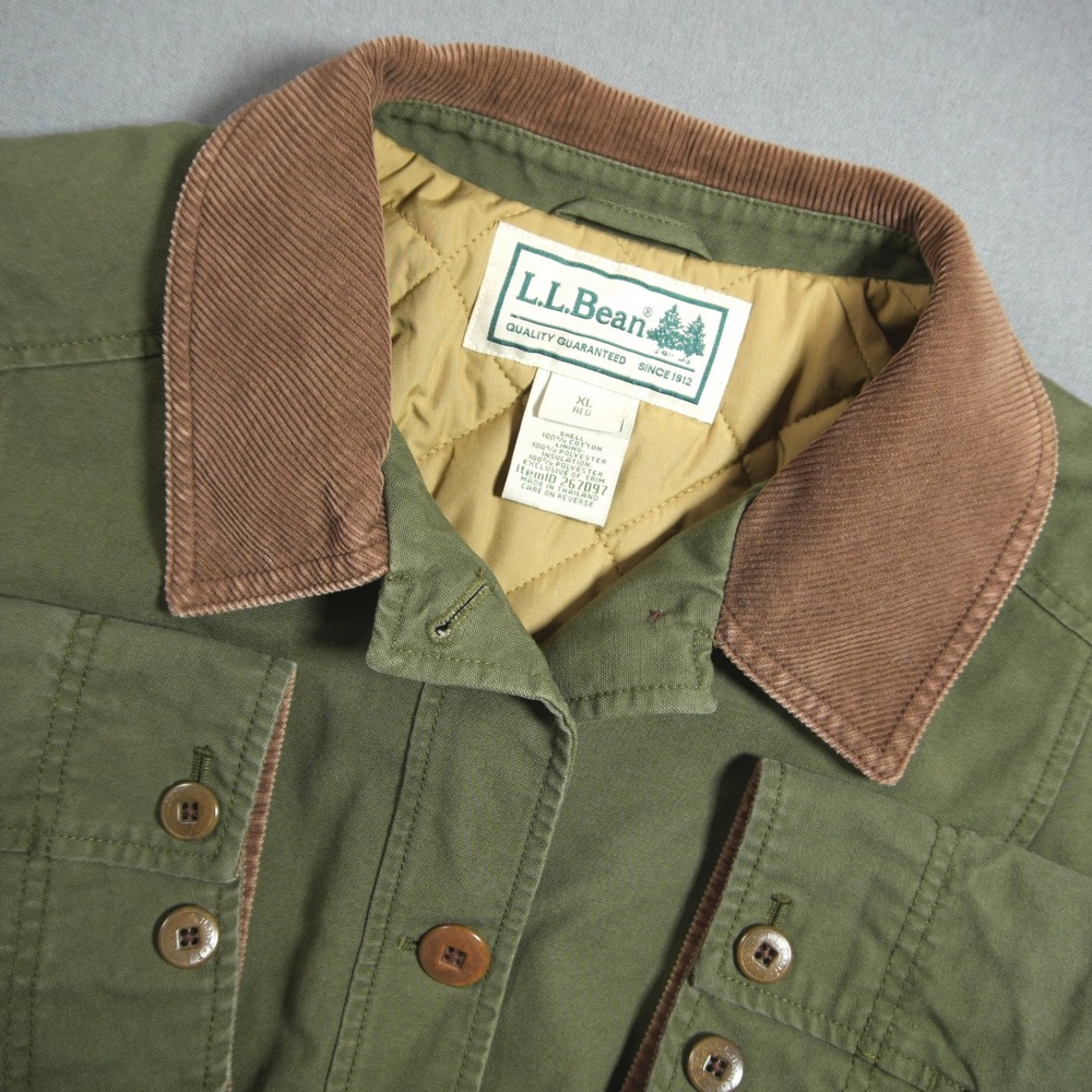 VTG LL Bean Insulated Canvas Corduroy Women Field Barn Chore Jacket XL Coastal